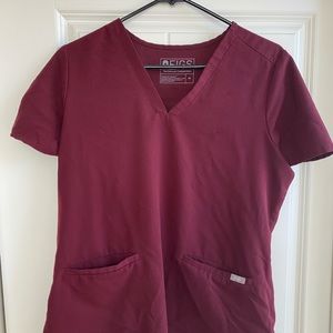 FIGS Casma scrub top, burgundy